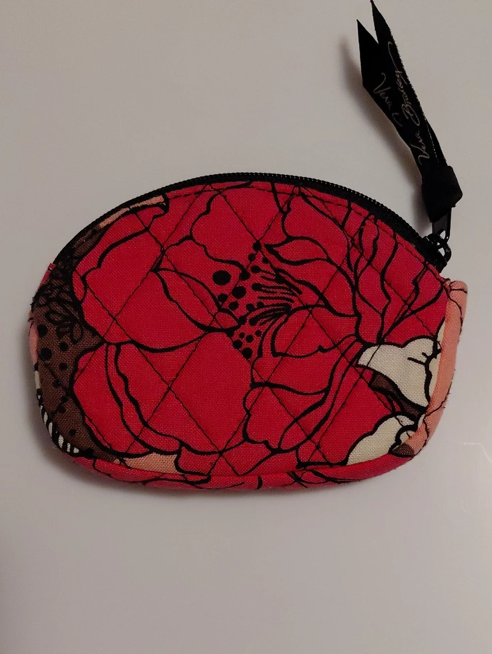 Vera Bradley Mocha Rouge Pink & Brown Floral Pattern Quilted Coin Purse